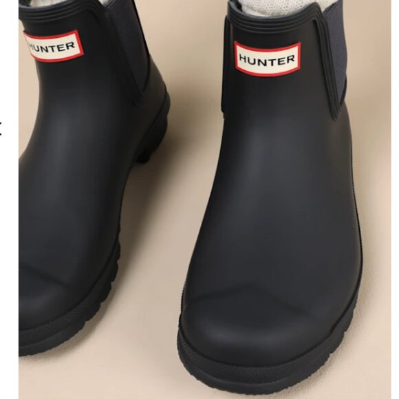 NEW HUNTER Original Chelsea Rain Boots Waterproof in Navy For Women 1025 6s3 - Picture 4 of 6